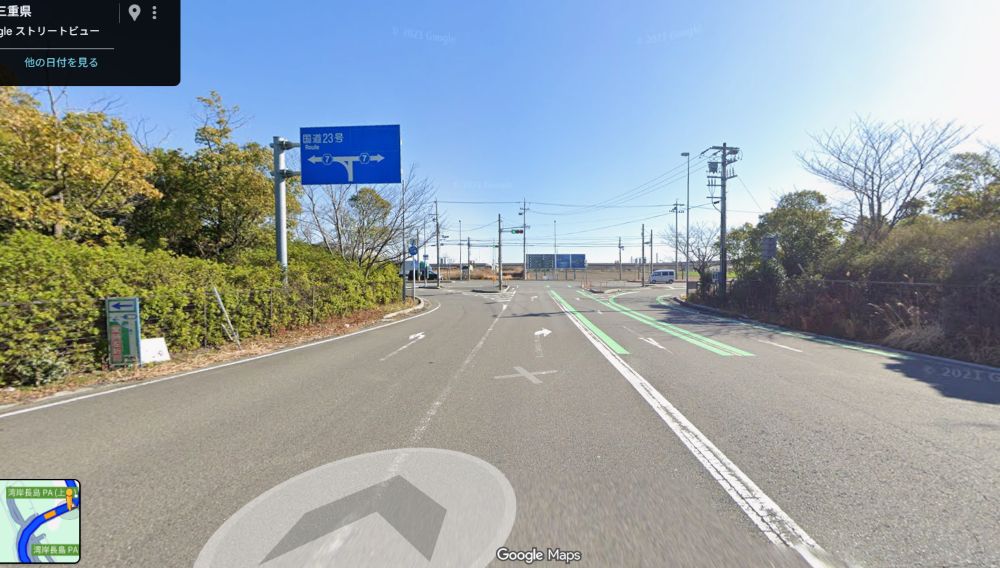 湾岸長島インターの料金所を出て左へ